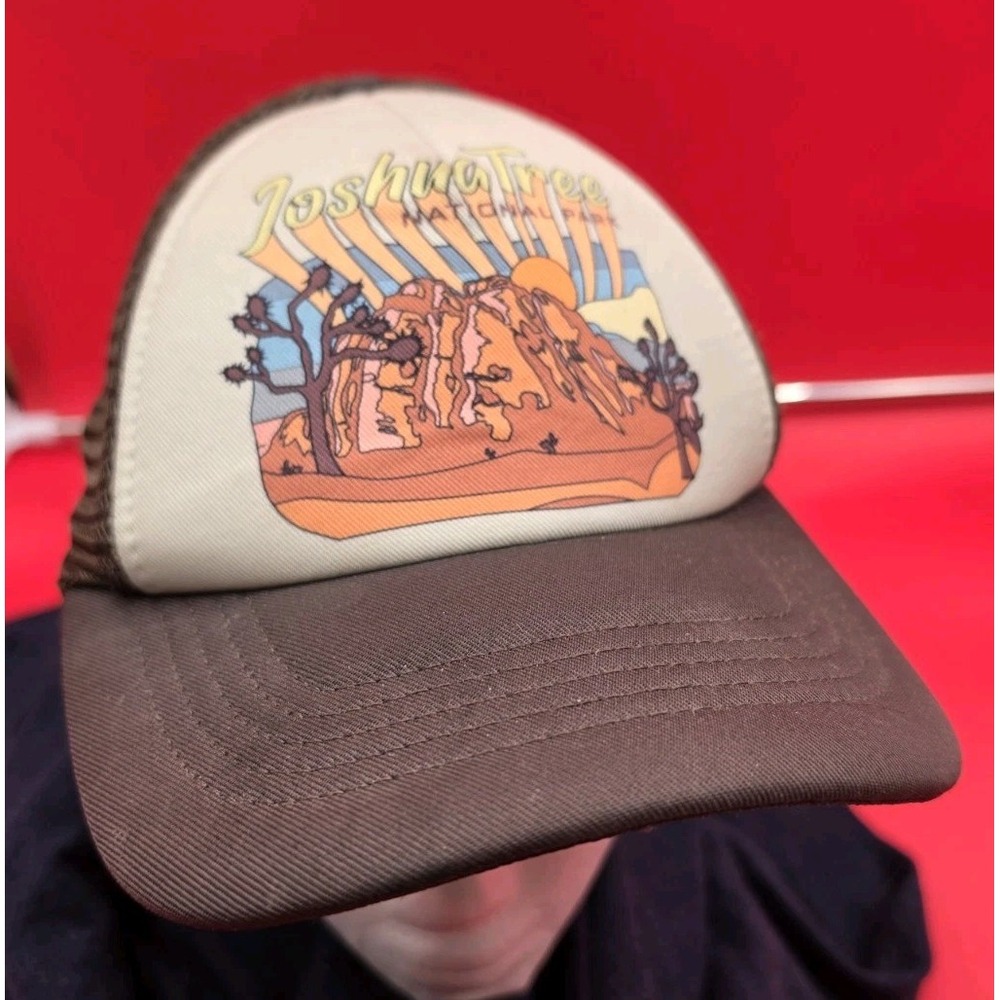 Joshua Tree National Park Foundation Hat Snap Back Mens Brown Mesh Trucker